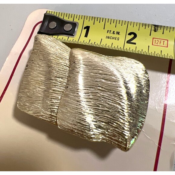 Vintage Belt Buckle Two Piece Gold-Tone Abstract Textured Art Deco No-Sew DIY - Picture 3 of 4